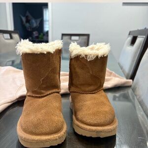 UGG Kids Tan Boots with Cream Fur
